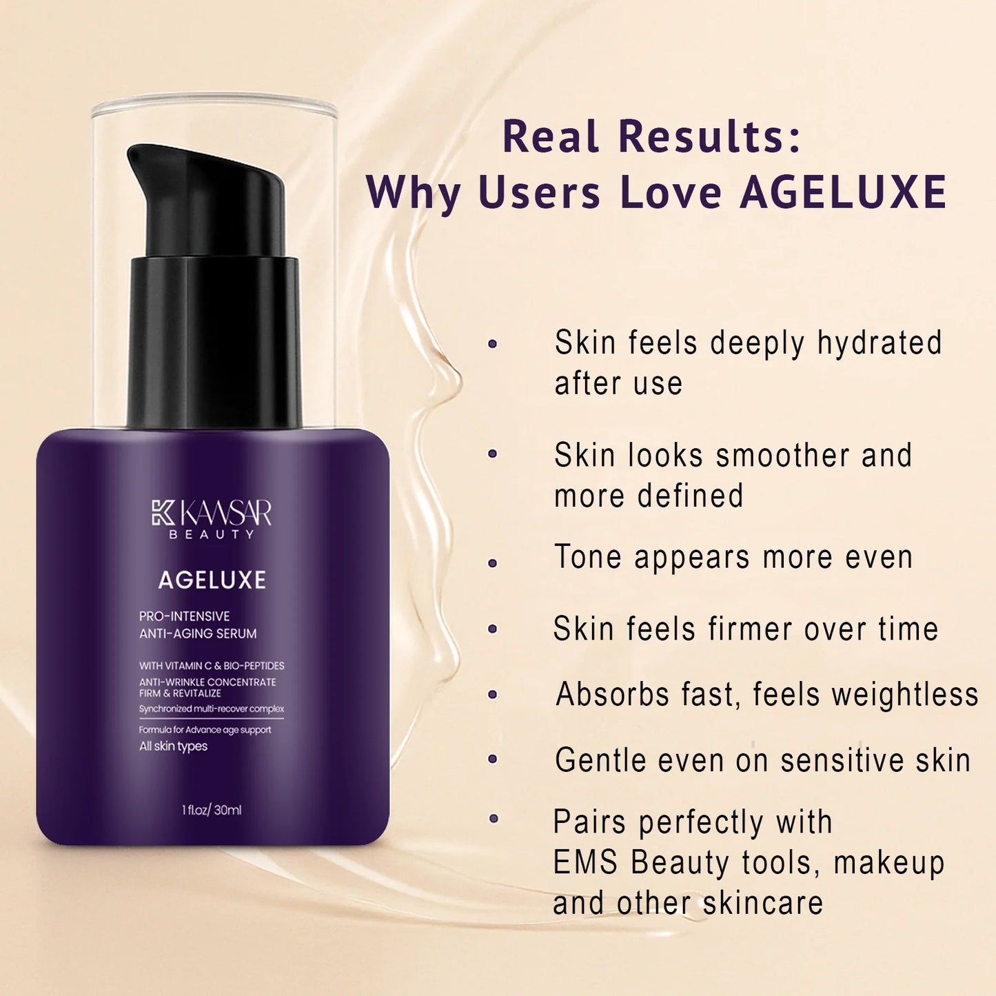 Ageluxe Anti Aging Serum – Vitamin C, Niacinamide & Bio Peptides