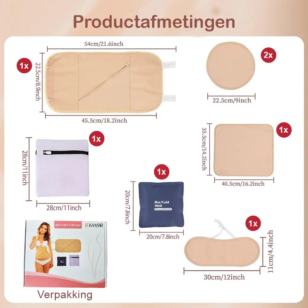 Castor Oil Pack Set – 8-Piece – 100% Organic Cotton – For Stomach, Neck, Breasts, Legs & Arms